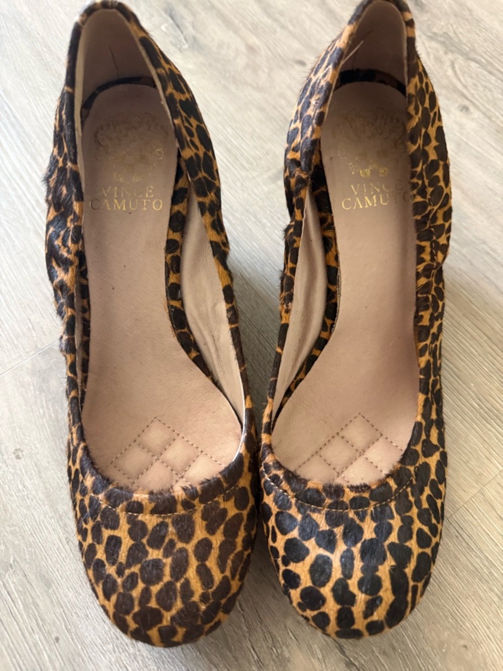 Vince Camuto Leopard-Print 3in Wedge Heels in Brown and Black
